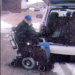 Donald Shock outside his vehicle in Dickinson in early 2013.